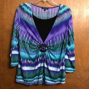 Notations | Purple & Blue Beaded Shirt 3/4 sleeve